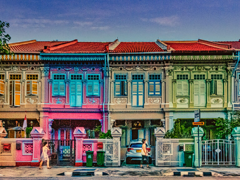 colourful colonial architecture houses in Singapore